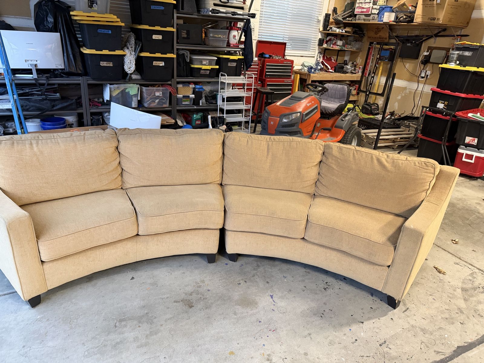Modern Curved Fabric Sectional Sofa - Gold Beige