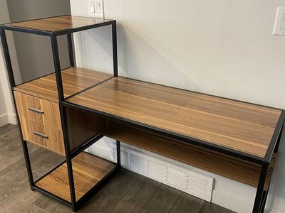 Desk with shelving and drawers