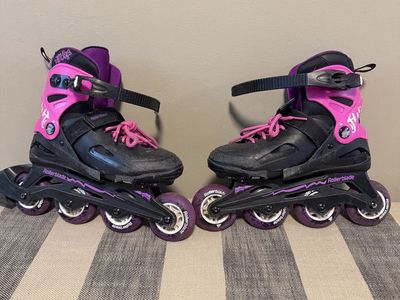 Rollerblade Fury G Adjustable Inline Skates Black Pink Kids Size 12J-2