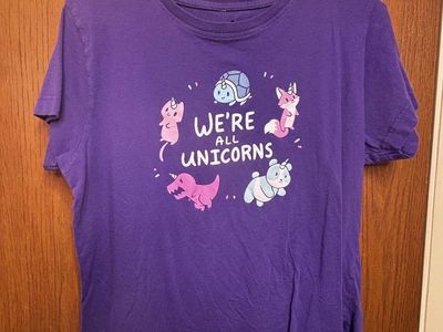 Teeturtle Purple "We're All Unicorns" Graphic T-Shirt - Size L