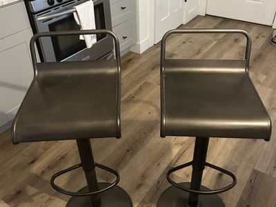 Set of 2 Adjustable Swivel Bar Stools - Metal Counter Height Chairs