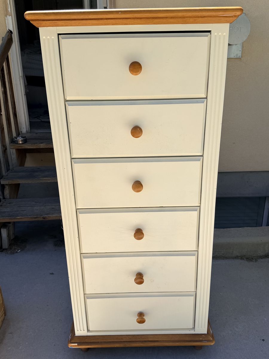 New. Refinished 5’ Tall Chest of Drawers. Dimensions in Pictures