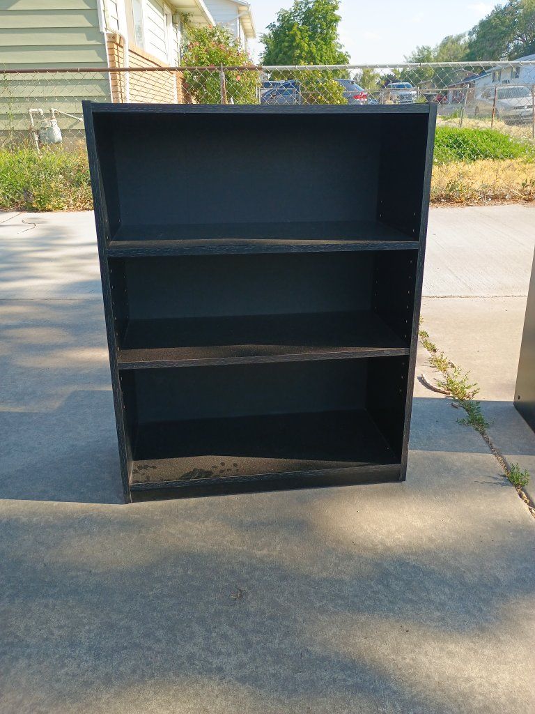 set of 2 black shelving units