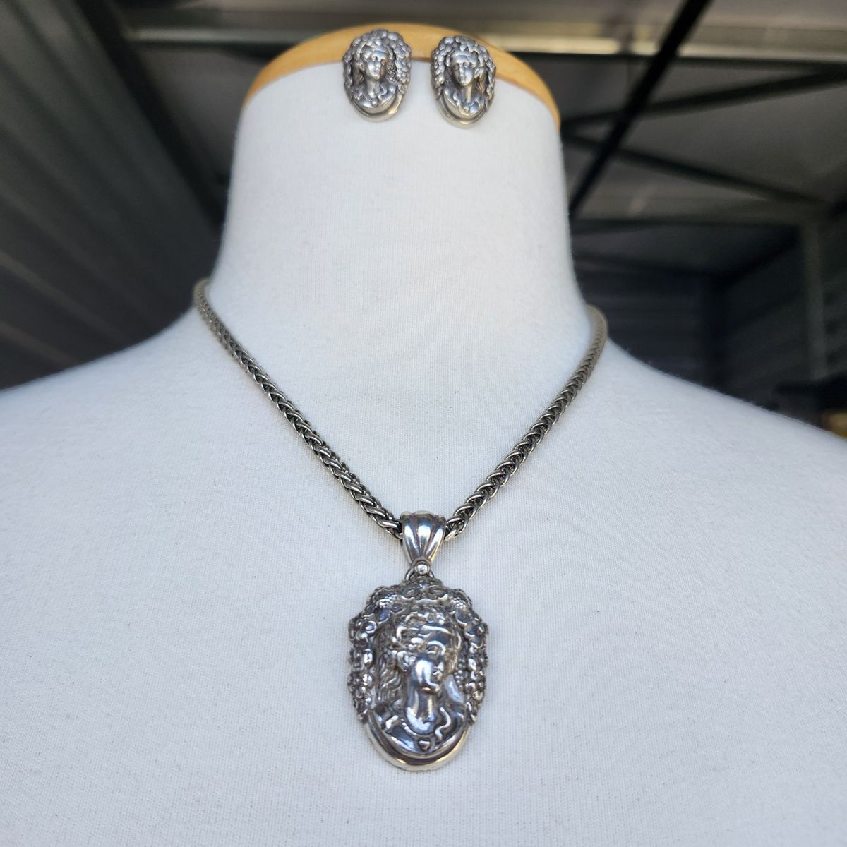 Brighton Retired & Rare Cameo Style Necklace Earring Set