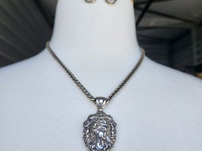 Brighton Retired & Rare Cameo Style Necklace Earring Set