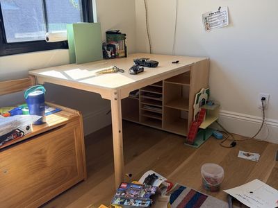 GDLF Kids Art Table Set with Built-in Supply Storage and Plywood Construction
