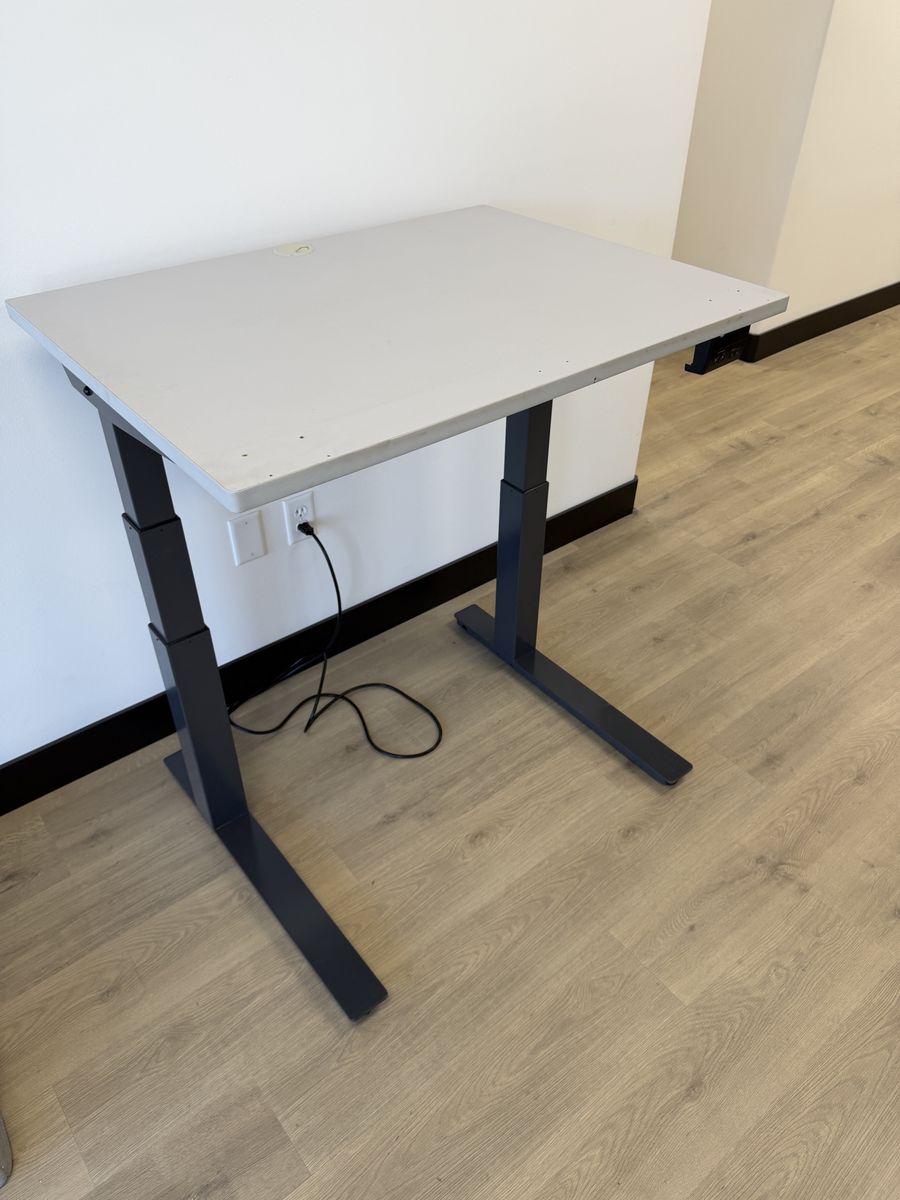 38” LifeSpan Electric Height Adjustable Standing Standup Desk - Gray Top, Black Base