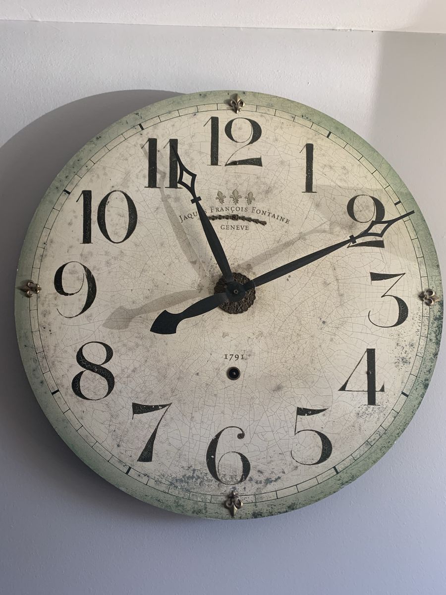 Large Jacques Francois Fontaine Geneve 1791 Rustic Farmhouse Wall Clock 30" Diameter