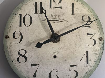 Large Jacques Francois Fontaine Geneve 1791 Rustic Farmhouse Wall Clock 30" Diameter