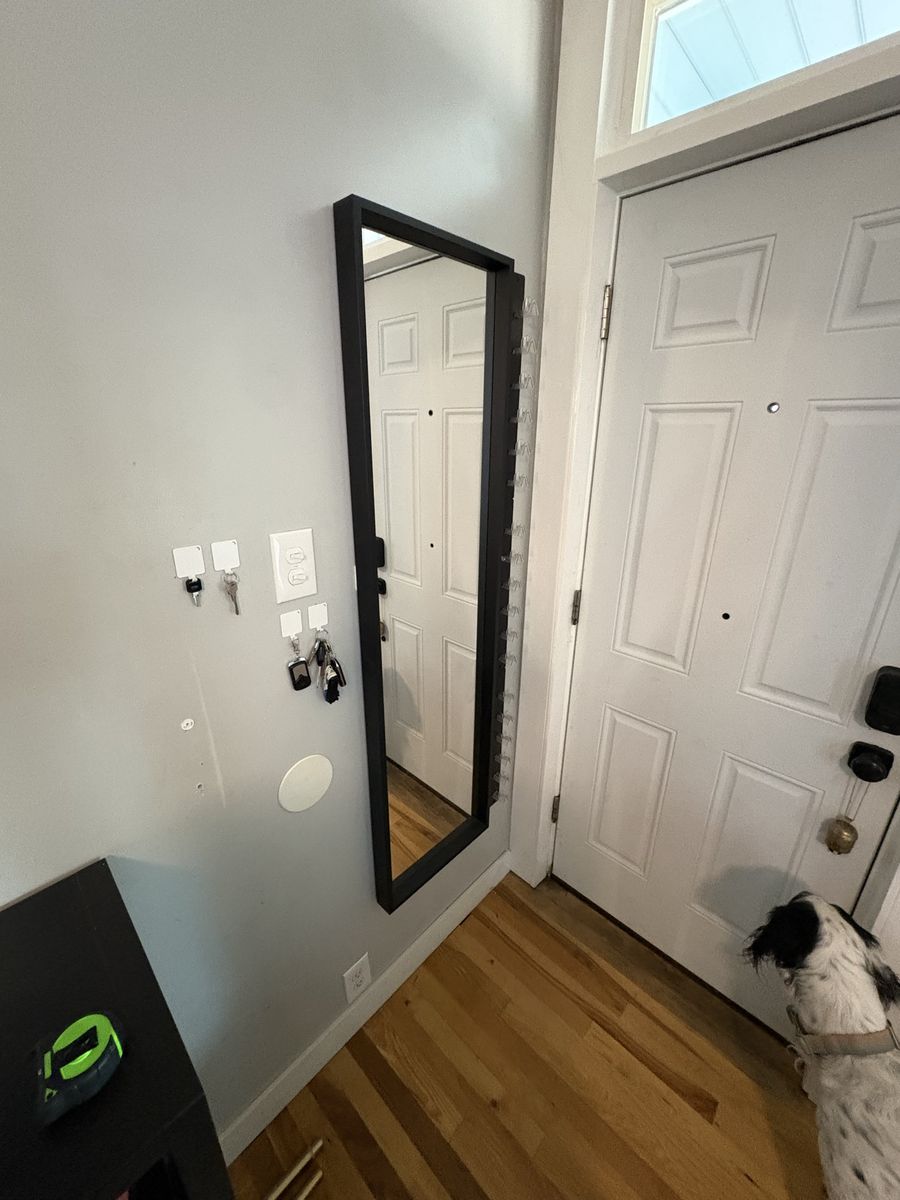 Black Framed Full Length Mirror with Side Accessory Rack Storage
