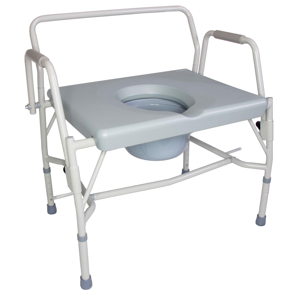 Portable Toilet Commode, Extra-Wide Seat, 500 Pound Weight Capacity, Bucket with Lid Included, Adjustable Legs,