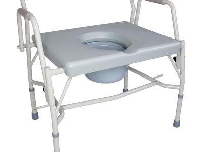 Portable Toilet Commode, Extra-Wide Seat, 500 Pound Weight Capacity, Bucket with Lid Included, Adjustable Legs,