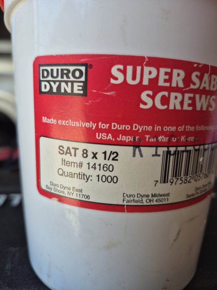 Duro Dyne Super Sab Screws, SAT 8 x 1/2, Item #14160, Quantity 200