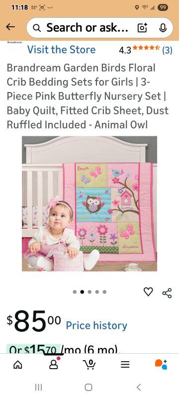 New in Package! 3-Piece Crib Bedding Set