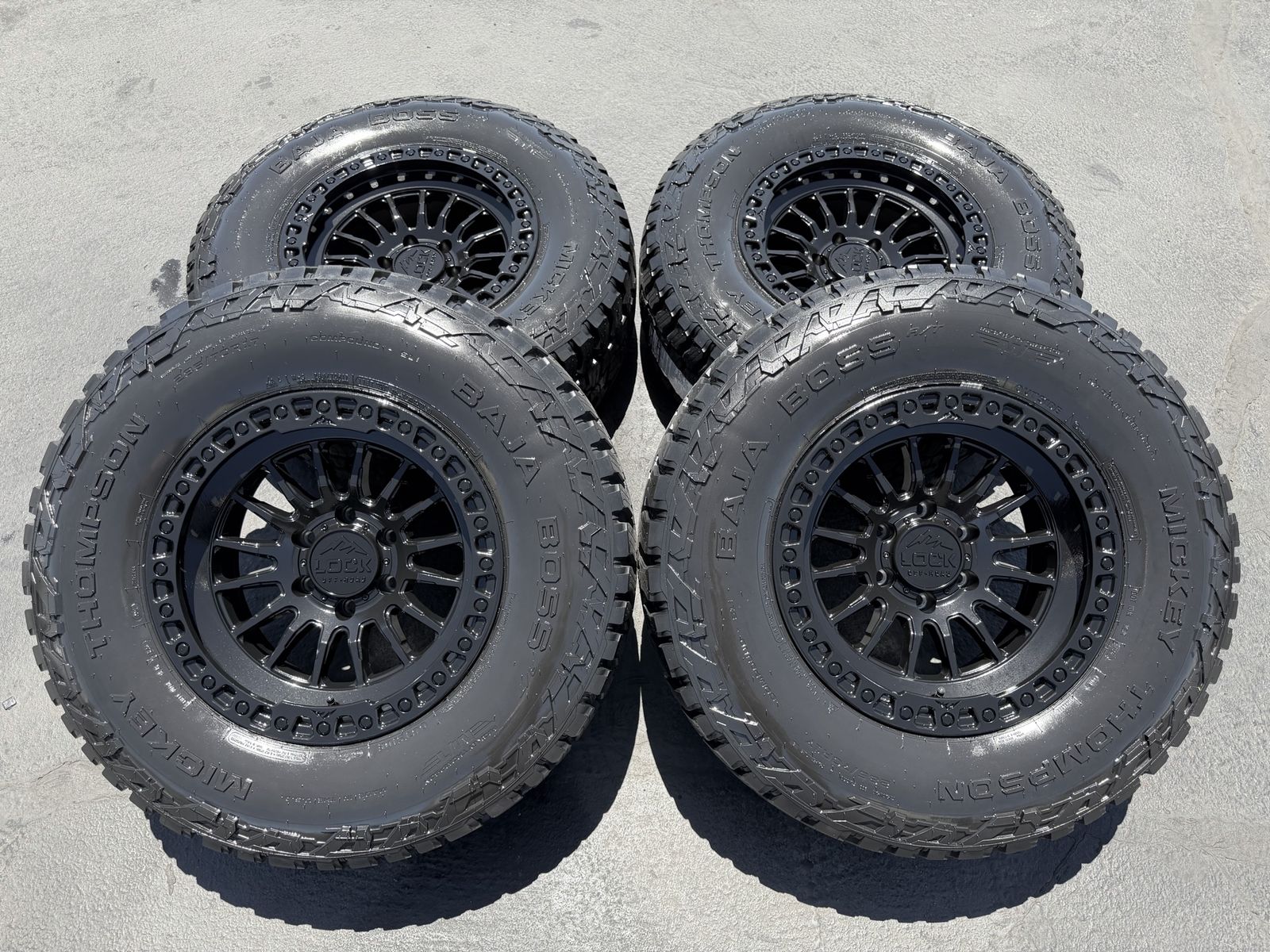New 285/70r17 Mickey Thompson Baja Boss AT Black Lock GRIT 6x135 Ford F150 F 150 Expedition wheels and tires 3 peak snowflake