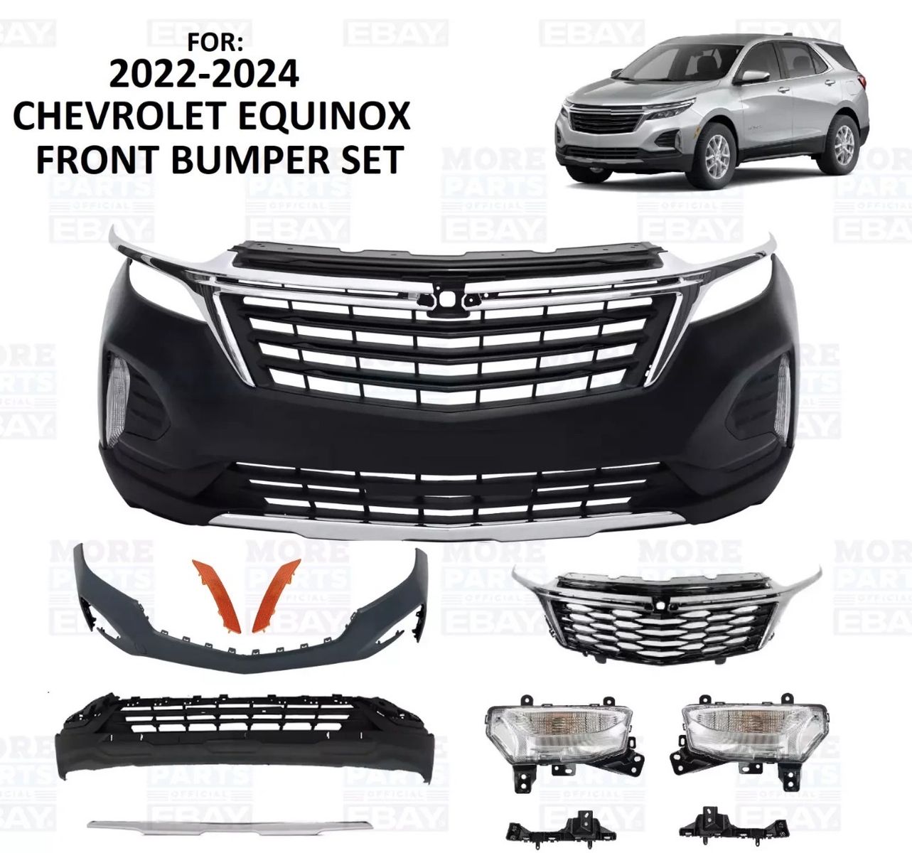 2022-2024 Chevrolet Equinox Front Bumper Set with Grille, Fog Lights & Trim