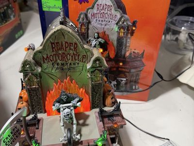 Lemax Spooky Town Reaper Motorcycle Company Halloween Village Piece
