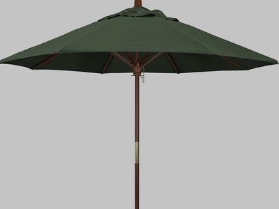 Dark Green Patio Umbrella with Wood Pole