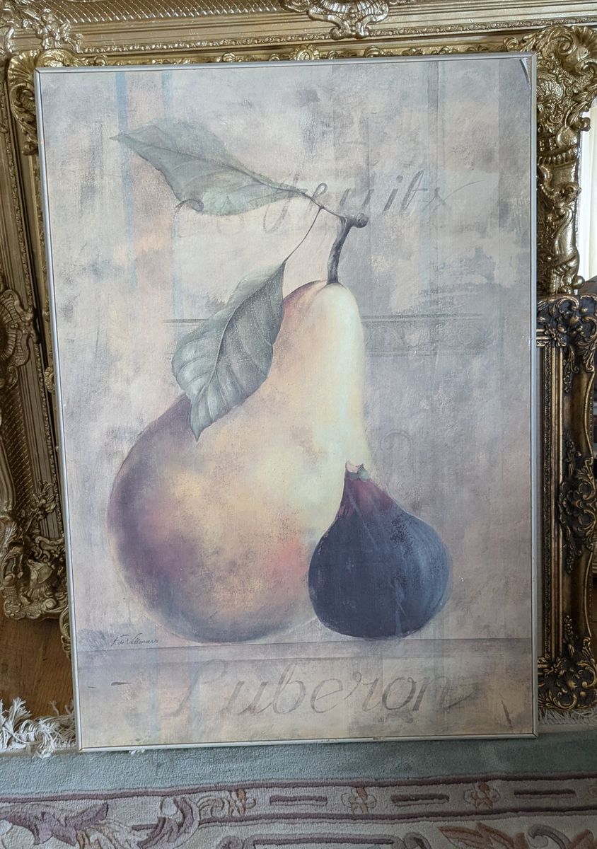 Pear and Fig large wood framed Print