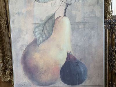 Pear and Fig large wood framed Print