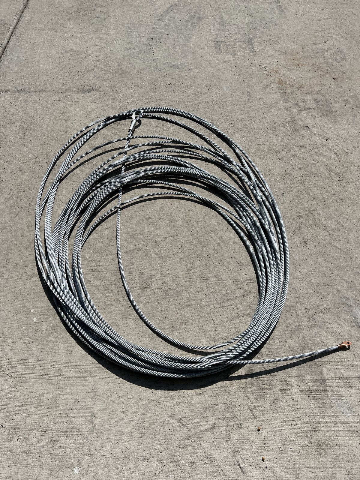 New / Galvanized Steel Cable with loop end, 3/8 In. x 100 Feet