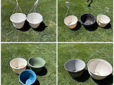 Planter pots/hanging baskets bundle. See description