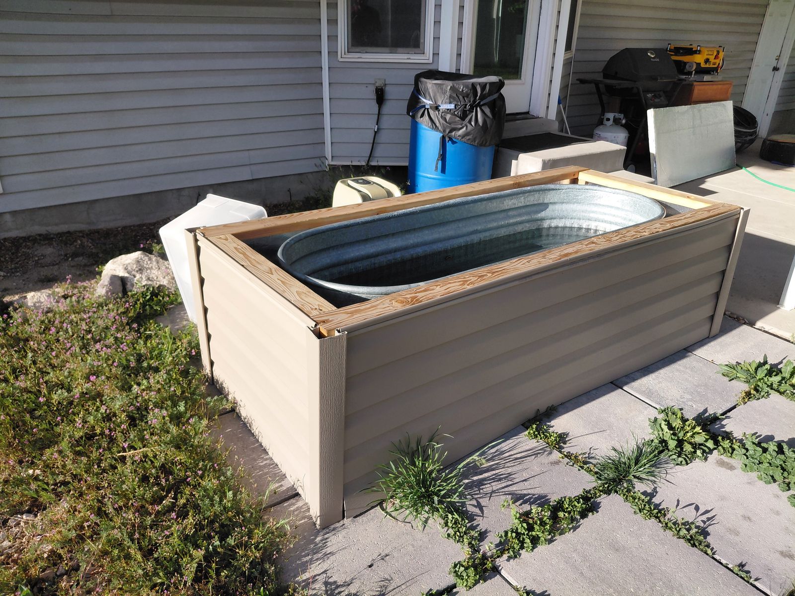Steel stock tank hot tub