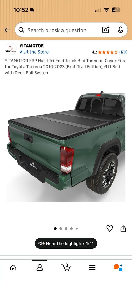 Hard Trifold Truck Cover Tonneau Toyota Tacoma