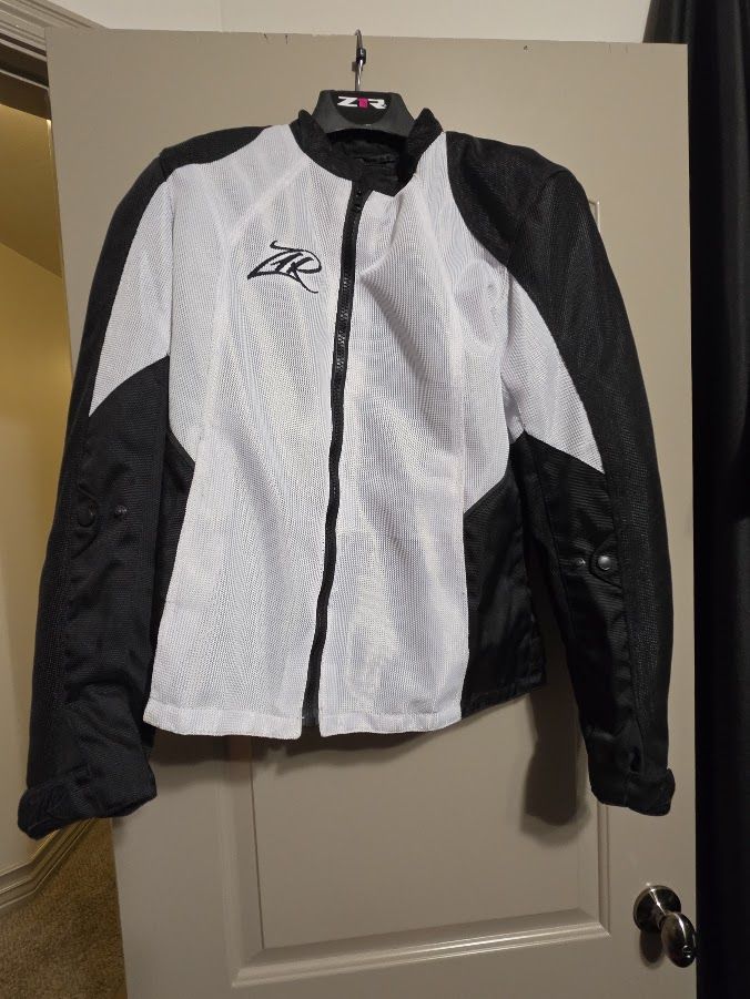Women's Large Black and White Gust Mesh Jacket Z1R Motorcycle Riding Jacket