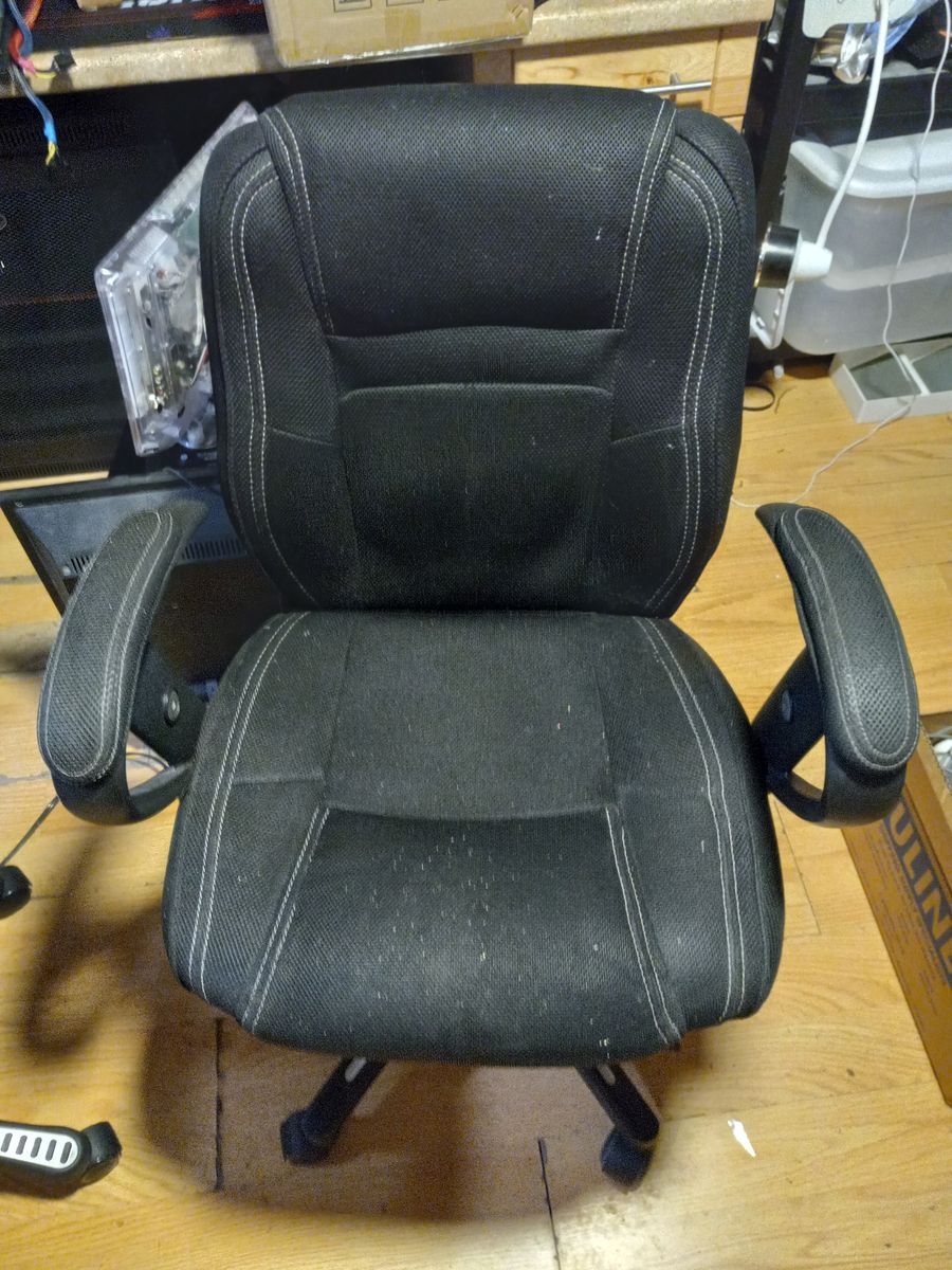 Used Black Fabric Office Desk Chair with Adjustable Arms - Swivel & Wheels