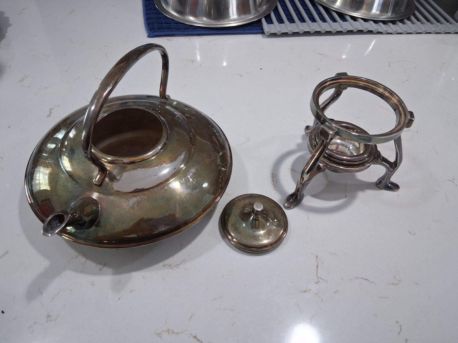 Vintage Silverplate Teapot with Stand and Burner