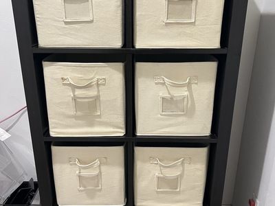 Espresso 8-Cube Storage Organizer Shelf with Fabric Bins