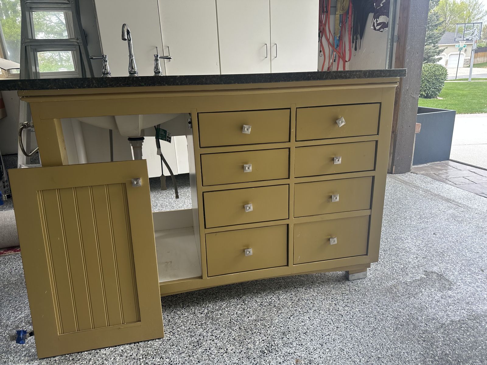 Bathroom vanity, granite top with facet