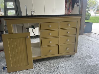 Bathroom vanity, granite top with facet