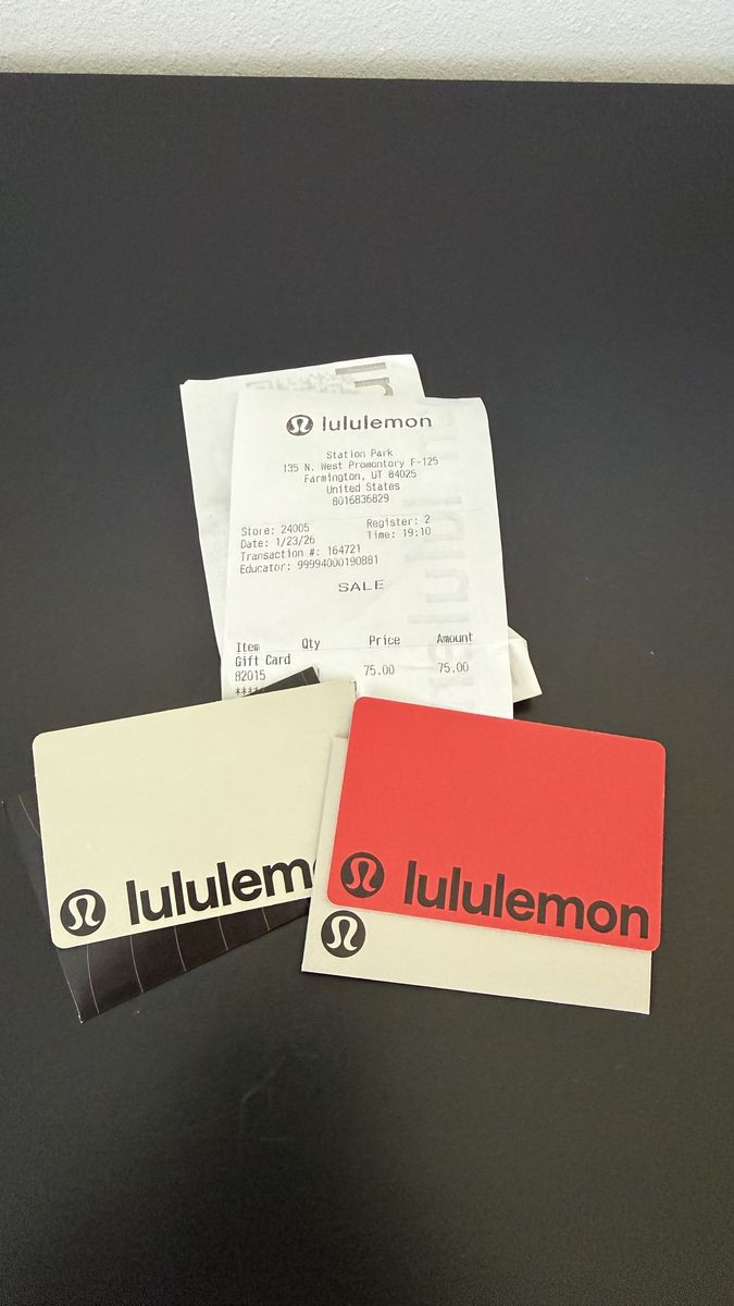       Lululemon Gift Cards $150 Value 