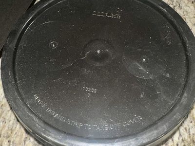 12" Tear Strip Black Plastic Bucket Lid for 5 Gallon Pail Snap-On Cover