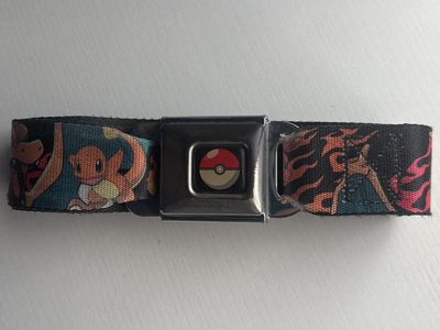 Buckle-Down Pokemon Charizard & Charmander Seatbelt Belt Adjustable 22-54 Inch