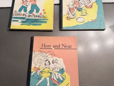 Sheldon Basic Reading Series: Here and uh Away, At Home, Here and Near (1957) - Vintage Set of 3