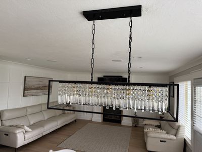 Modern Black Rectangular Crystal Chandelier - Elegant Ceiling Light Fixture