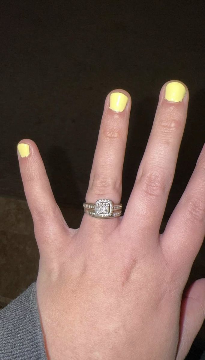 Gold plated Bridal Set Engagement Ring and Wedding Band size 7