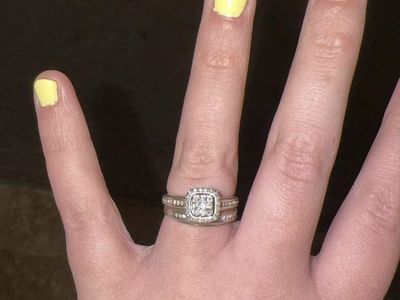 Gold plated Bridal Set Engagement Ring and Wedding Band size 7