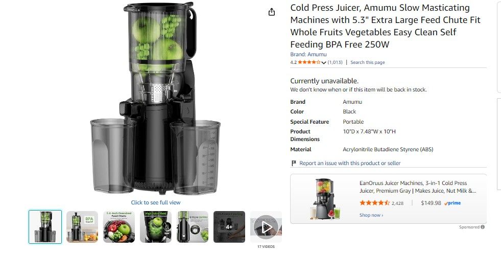 Cold Press Juicer - Slow Masticating Machines