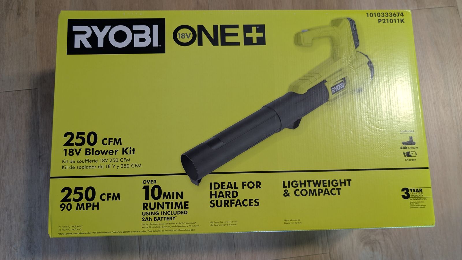 Brand New RYOBI Blower ONE+ 18V 250 CFM Cordless Blower Battery and Charger