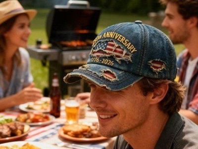 250th Anniversary American Flag Distressed Denim Baseball Cap