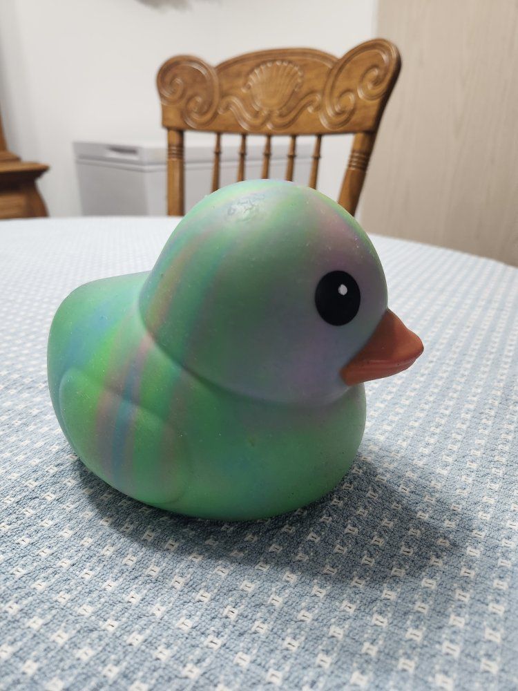 Iridescent Green & Purple Rubber Duck Squishy Toy  by Sunny Days Squeezy