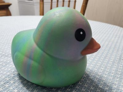Iridescent Green & Purple Rubber Duck Squishy Toy by Sunny Days Squeezy