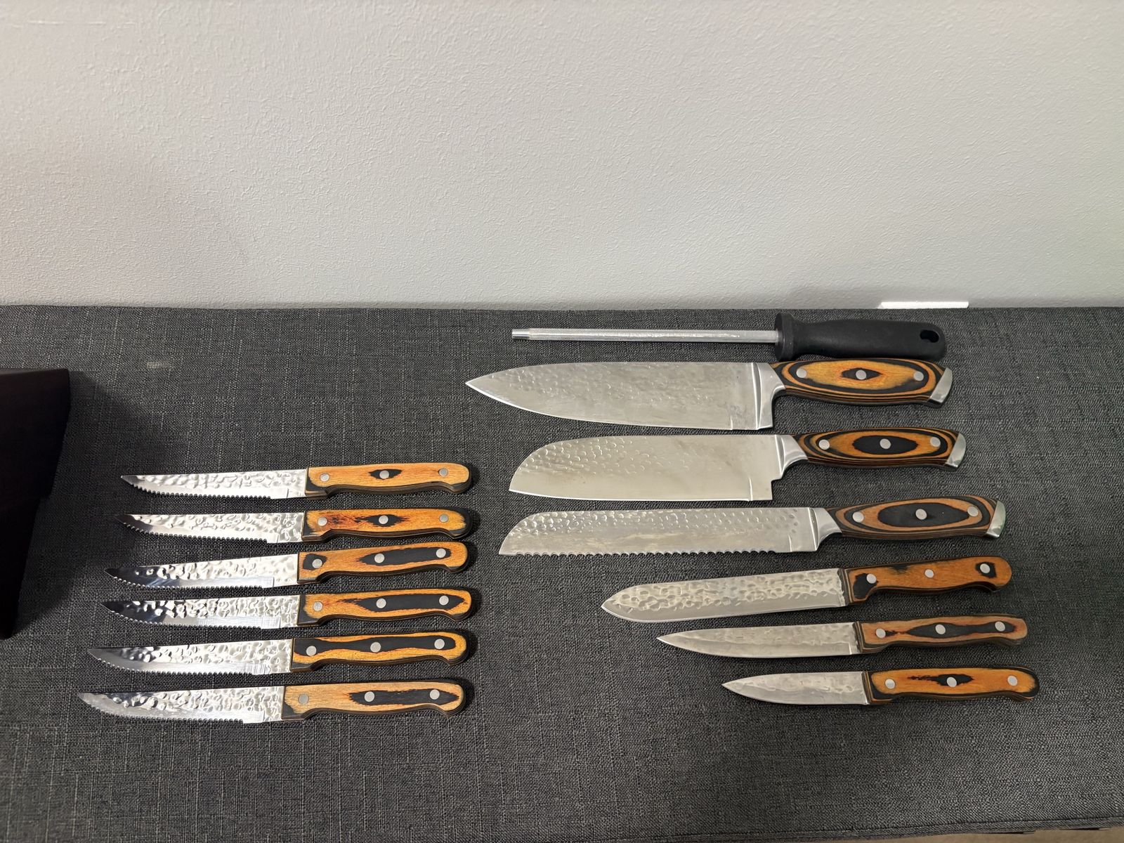 Kitchen Knife Set with Wooden Handles and Block - Various Sizes