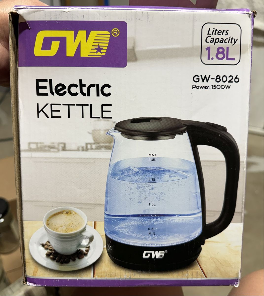 GW Electric Kettle GW-8026 1.8L Glass 1500W