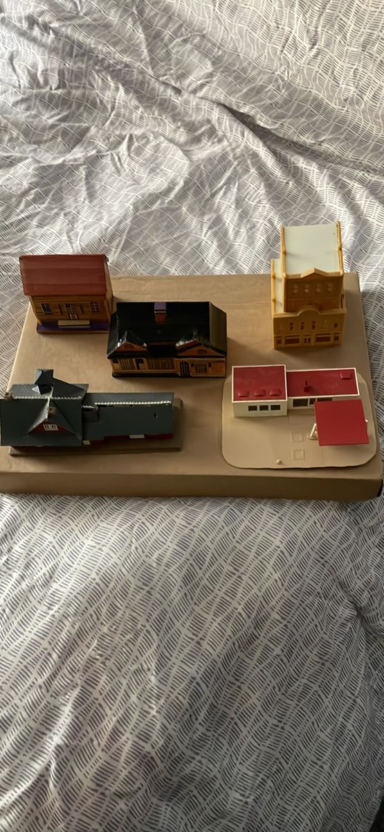 A set of miniature vintage buildings