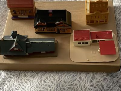 A set of miniature vintage buildings